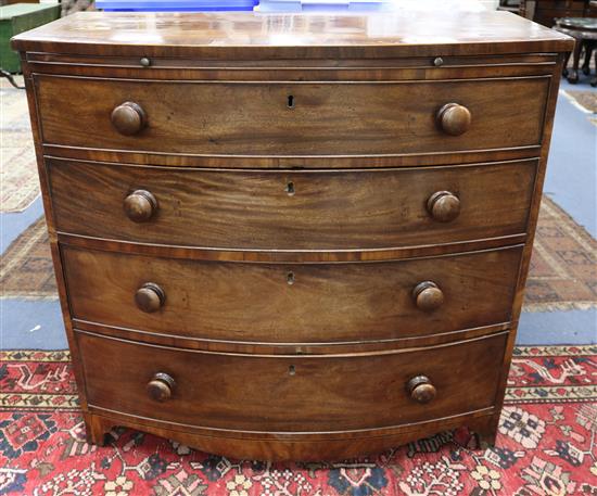 A Regency mahogany bow fronted chest of drawers W.102cm